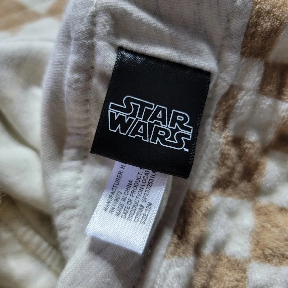 Star Wars Baby‎ Terry Cloth Checkered Shorts & Bucket Hat Set Tan White 6-9M 12M